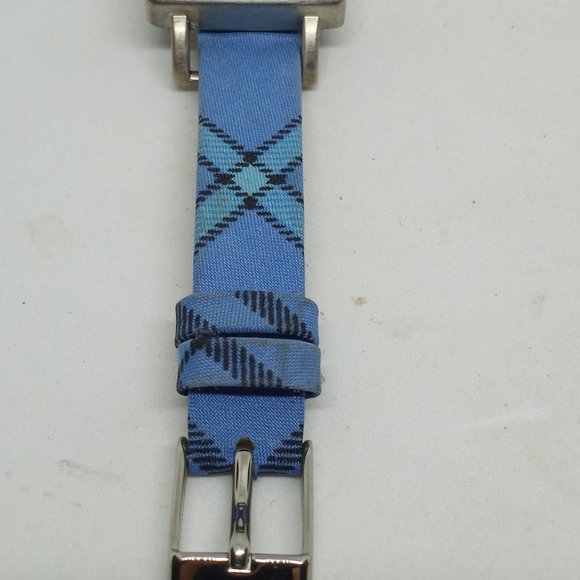 Vera Bradley Women's 25mm Square Silver Tone Blue Plaid Strap Watch NEW BATTERY - Picture 7 of 11